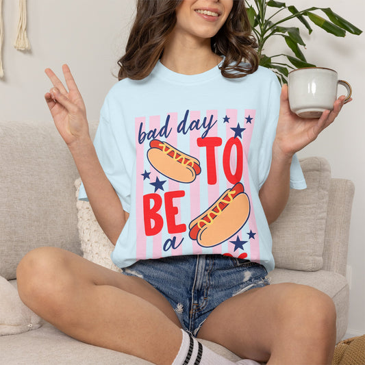 T-Shirt — "Bad Day to Be a Hot Dog" Retro Hotdog Graphic Tee