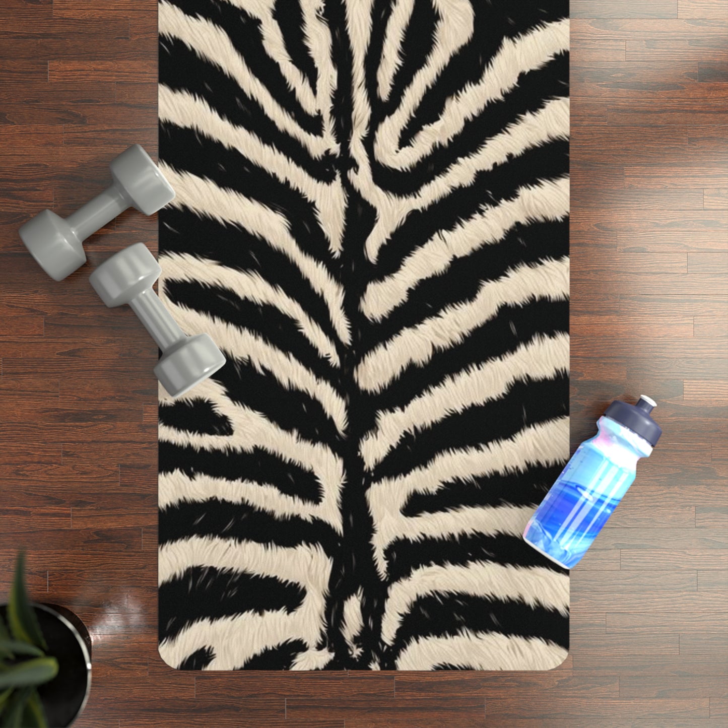 Zebra Print Rubber Yoga Mat — Non-Slip Animal Pattern Fitness Mat