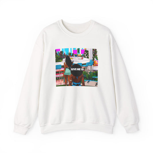 Give Me 10 Crewneck Sweatshirt — Retro Poolside Graphic Pullover