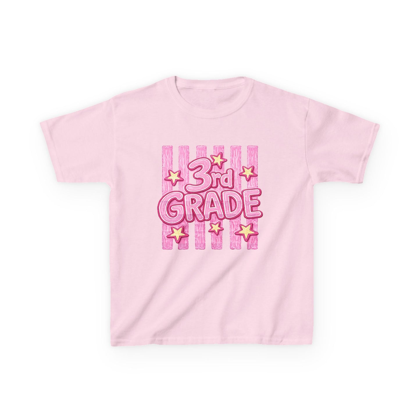 3rd Grade Kids T‑Shirt — Cute Pink Stars Back‑to‑School Tee