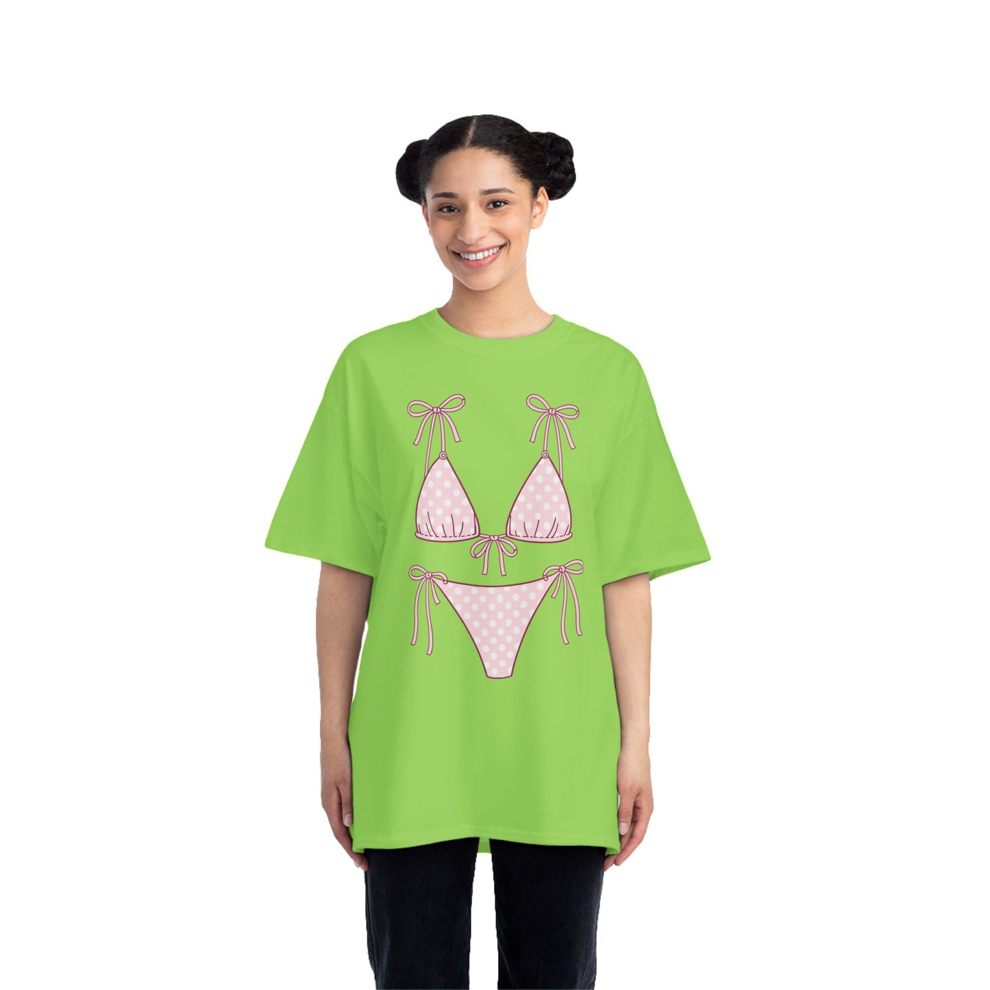 Bikini Graphic T-Shirt — Playful Pink Bikini Illustration Tee