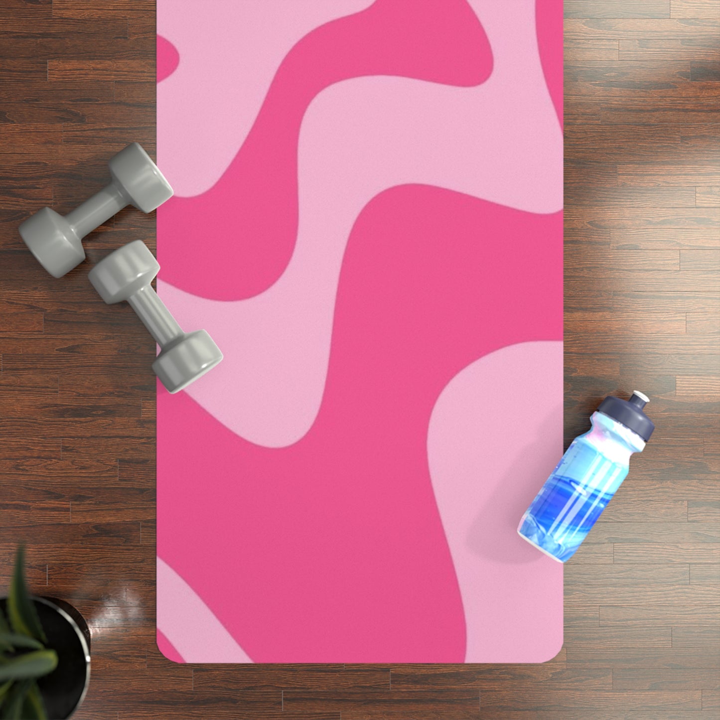 Pink Camo Rubber Yoga Mat — Non-Slip Travel Mat for Pilates & Home Practice