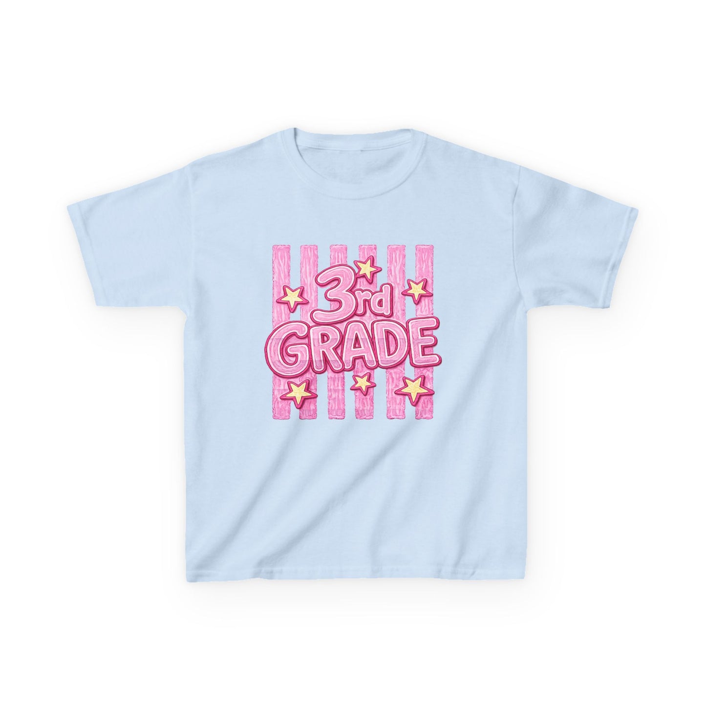 3rd Grade Kids T‑Shirt — Cute Pink Stars Back‑to‑School Tee