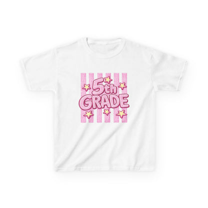 5th Grade Kids T-Shirt — Cute Pink Striped Back-to-School Tee