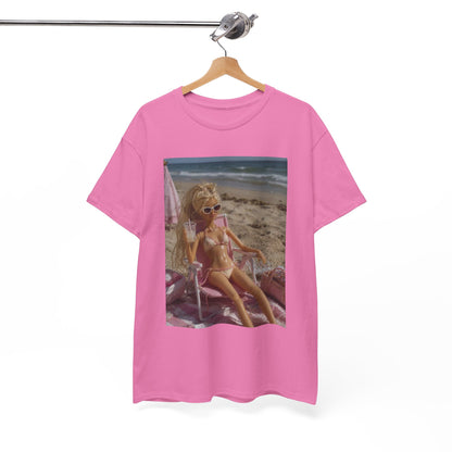 Vintage doll Beach Scene T-Shirt | Retro Doll Summer Print