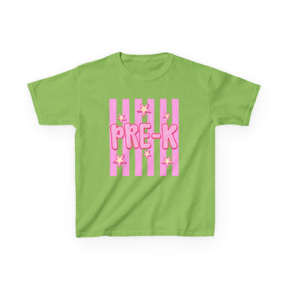 Pre-K Kids T-Shirt — Pink Stripes & Stars Back-to-School Tee