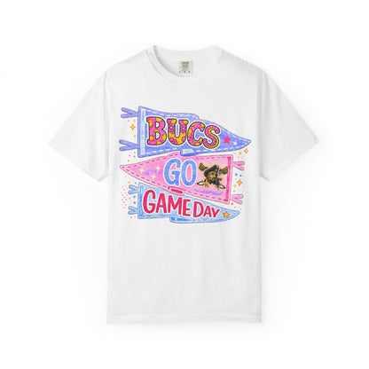 Game Day ‘Bucs Go’ Pennant T-Shirt — Cute Pink & Purple Football Fan Tee
