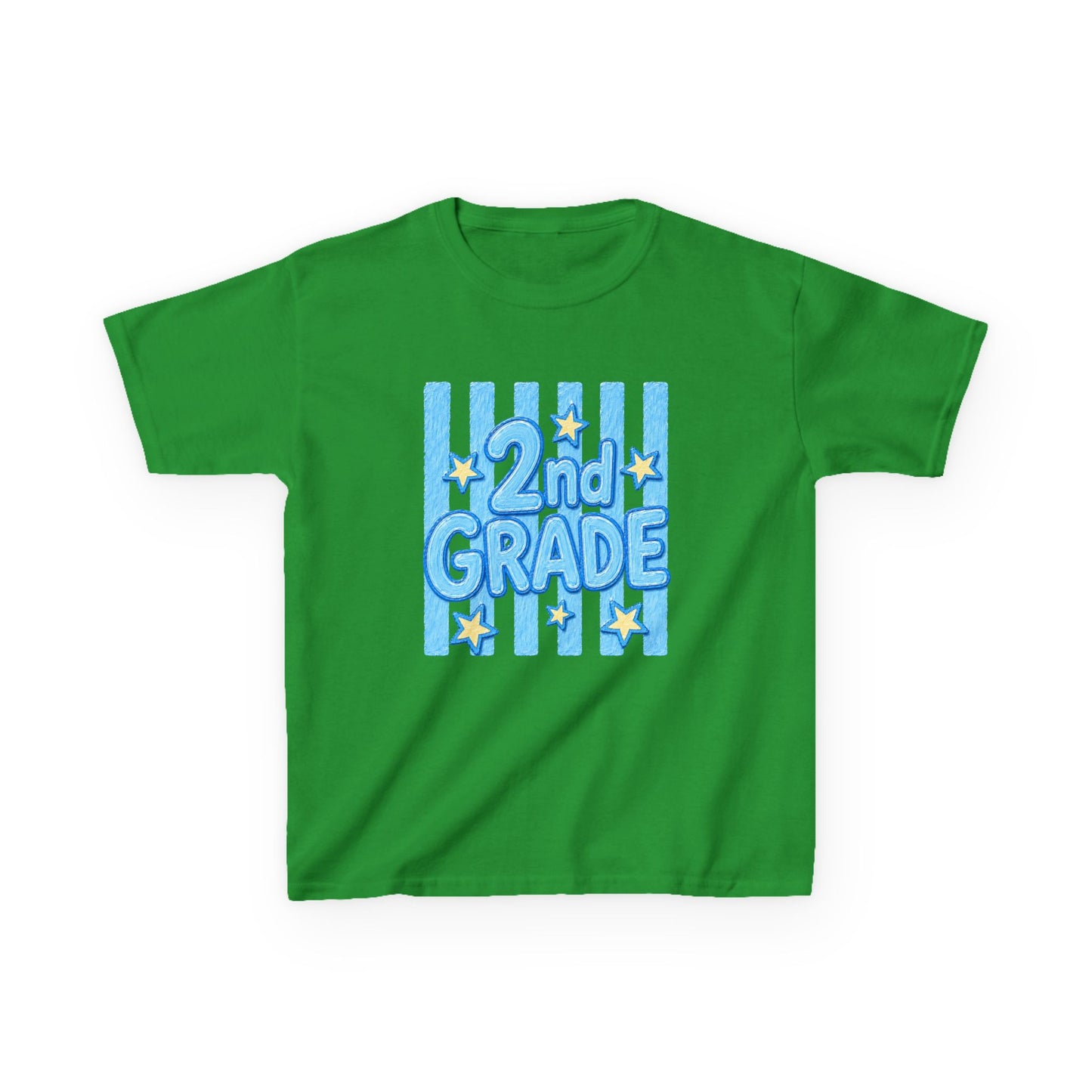 2nd Grade Kids T‑Shirt — Cute Blue Stripe "2nd Grade" Back to School Tee