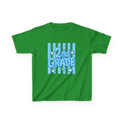 2nd Grade Kids T‑Shirt — Cute Blue Stripe "2nd Grade" Back to School Tee