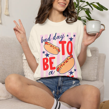 T-Shirt — "Bad Day to Be a Hot Dog" Retro Hotdog Graphic Tee