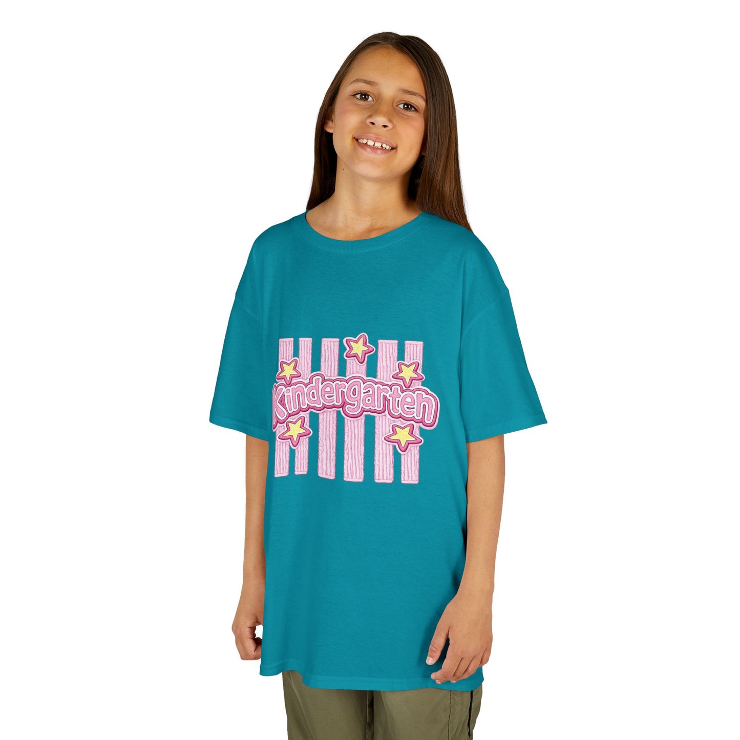 Kindergarten Kids Tee — Cute Pink Stars & Stripes Back-to-School Shirt