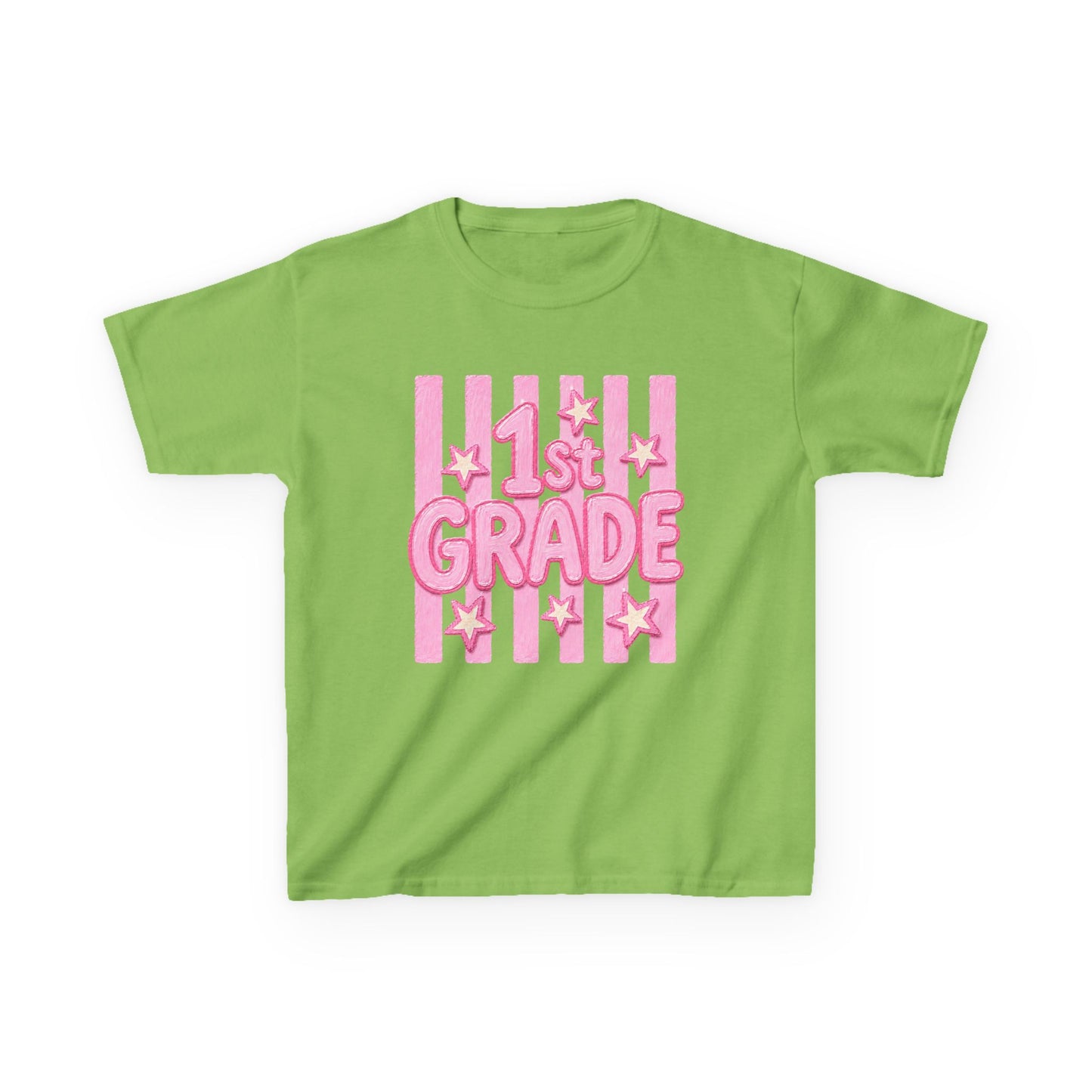 1st Grade Kids T‑Shirt - Cute Pink Stars Back-to-School Tee