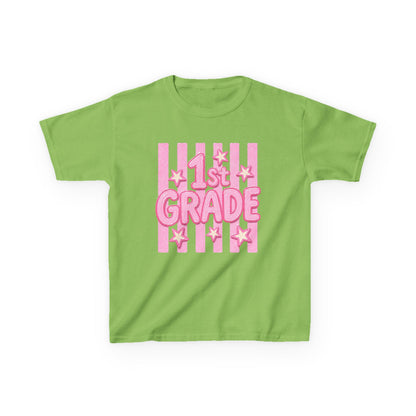 1st Grade Kids T‑Shirt - Cute Pink Stars Back-to-School Tee
