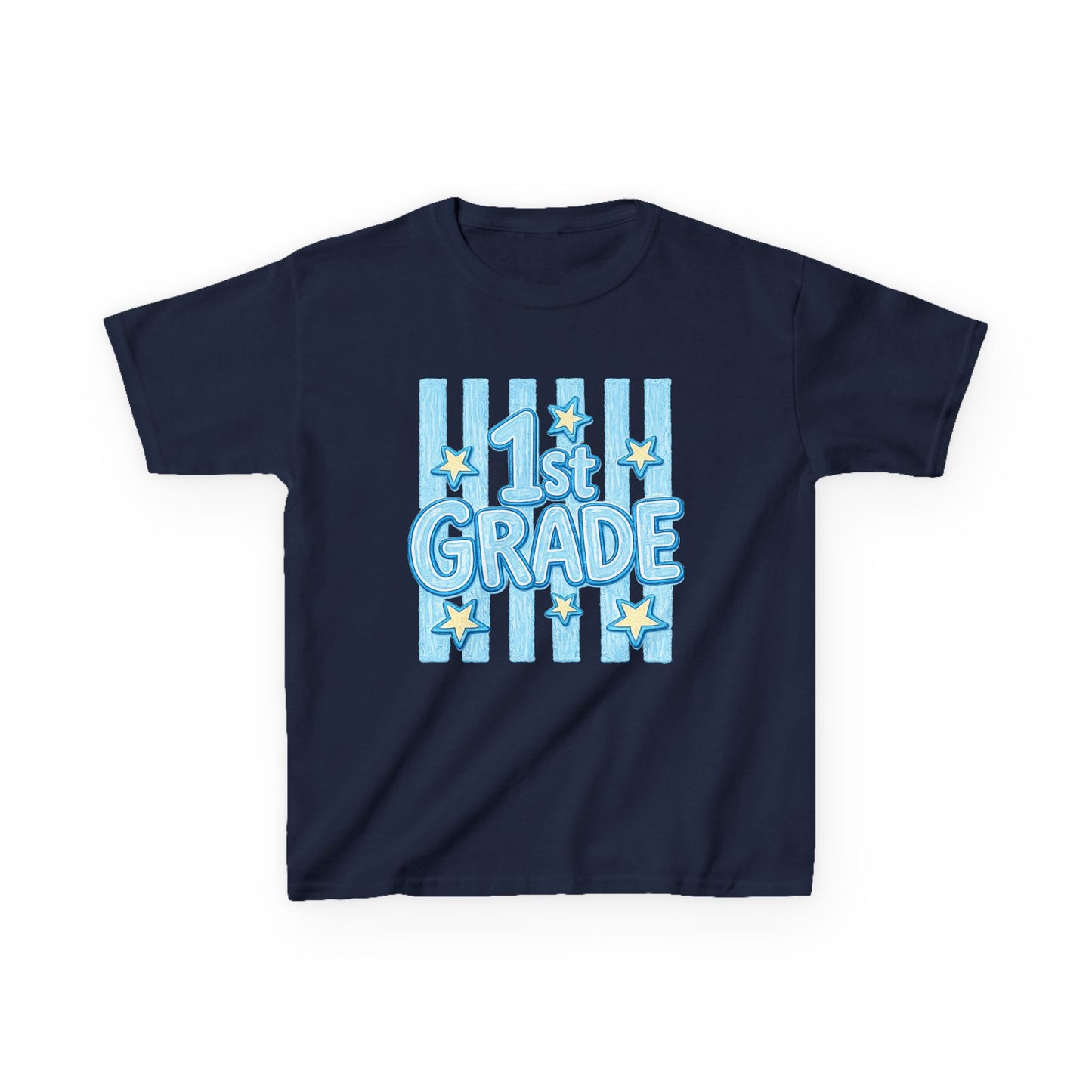 1st Grade Kids T-Shirt – Back to School Blue Stars Design