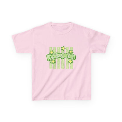 Kindergarten Stars Kids T‑Shirt — Cute Green Striped Back‑to‑School Tee