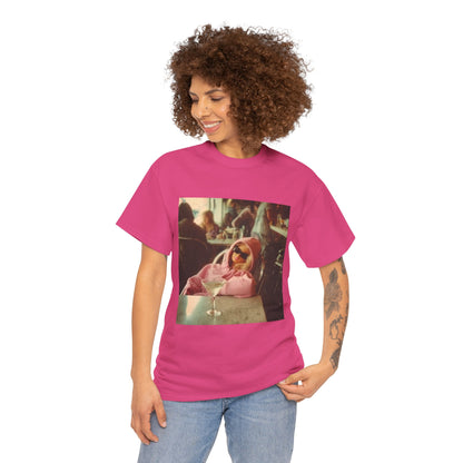 Doll in Pink Coat Photo Tee | Vintage Bar Scene, Martini Glass