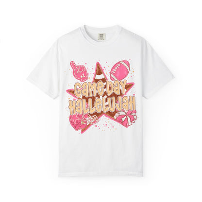 Game Day Hallelujah T-Shirt — Pink Football Cheer Graphic Tee