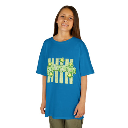 Kindergarten Stars Kids T‑Shirt — Cute Green Striped Back‑to‑School Tee