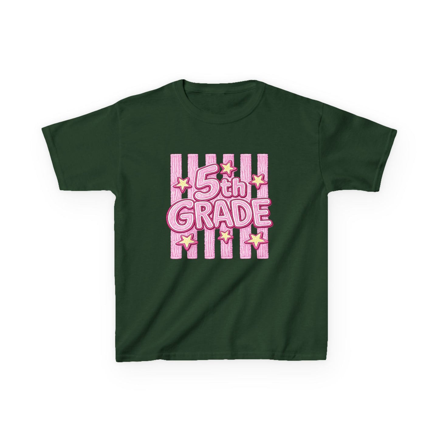 5th Grade Kids T-Shirt — Cute Pink Striped Back-to-School Tee