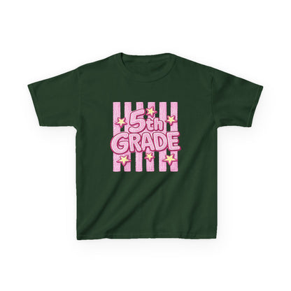 5th Grade Kids T-Shirt — Cute Pink Striped Back-to-School Tee