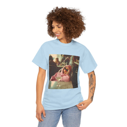Doll in Pink Coat Photo Tee | Vintage Bar Scene, Martini Glass