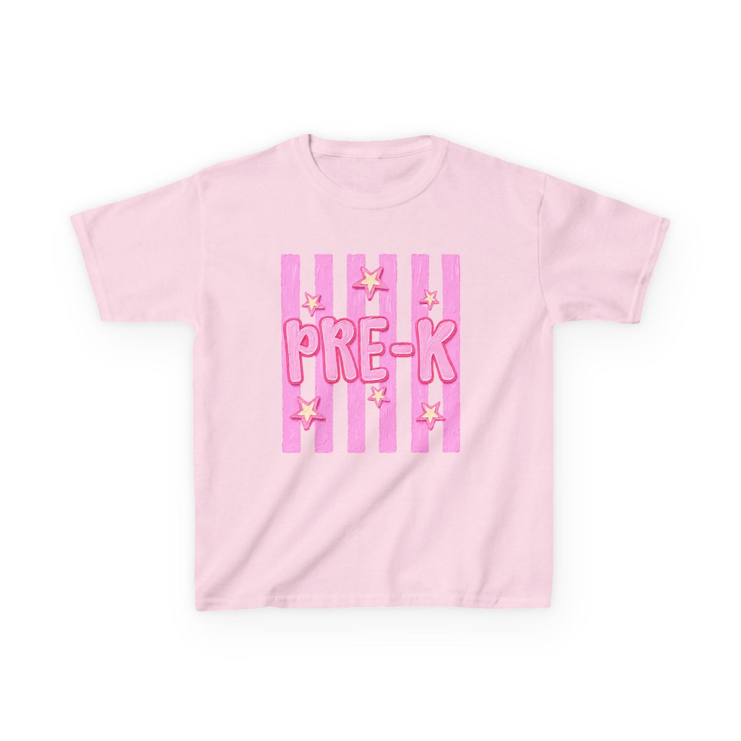 Pre-K Kids T-Shirt — Pink Stripes & Stars Back-to-School Tee