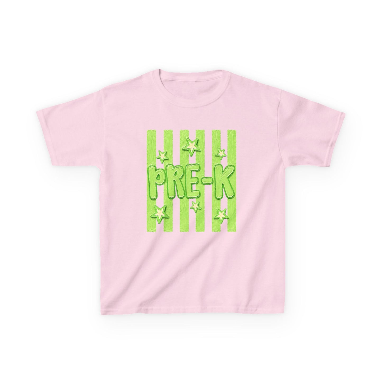 Pre-K Kids T-Shirt — Bright Green Striped Preschool Tee