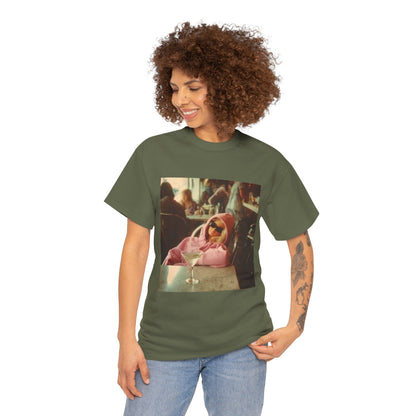 Doll in Pink Coat Photo Tee | Vintage Bar Scene, Martini Glass