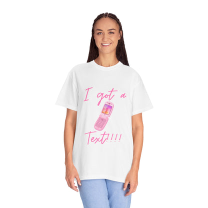 I Got a Text!!! T-Shirt — Retro Pink Flip Phone Graphic Tee