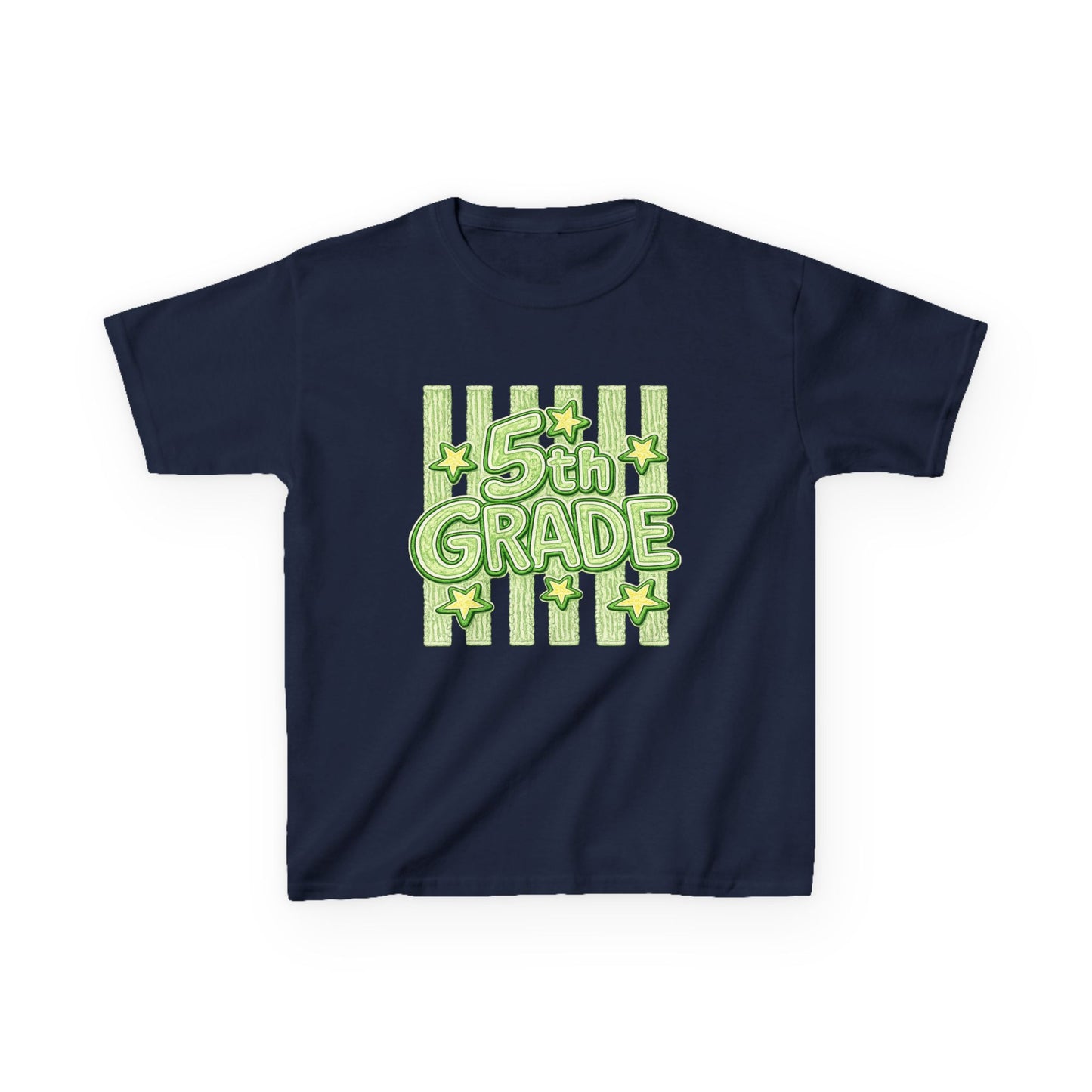 5th Grade Kids T-Shirt — Fun Green Stars Back-to-School Tee