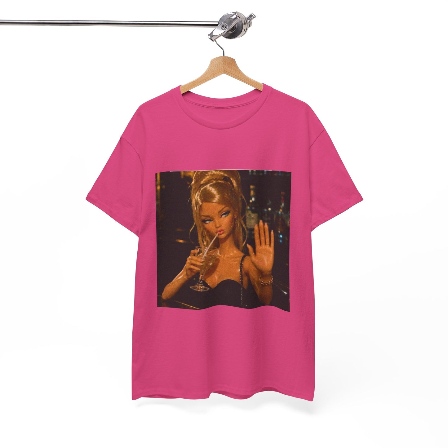 Doll Holding Drink Graphic Tee | Retro Bar Doll Illustration
