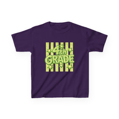 4th Grade Kids T-Shirt – Bright Green Stripes & Stars Back-to-School Tee