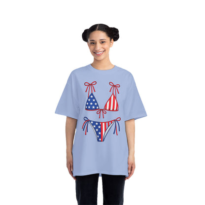Patriotic Bikini Graphic T-Shirt — USA Flag Beach Tee for 4th of July