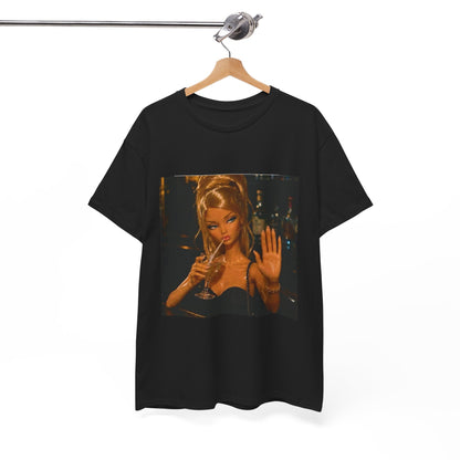 Doll Holding Drink Graphic Tee | Retro Bar Doll Illustration