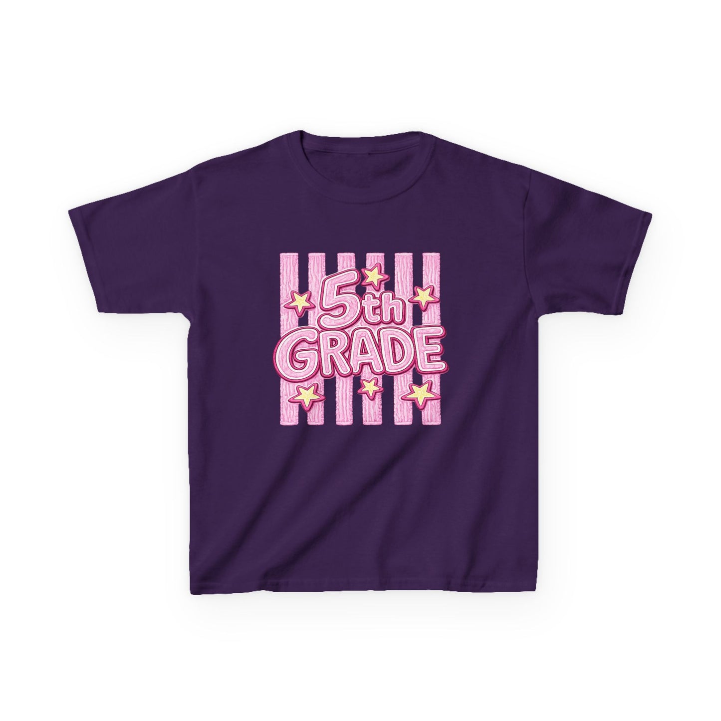5th Grade Kids T-Shirt — Cute Pink Striped Back-to-School Tee