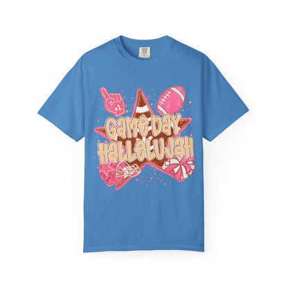 Game Day Hallelujah T-Shirt — Pink Football Cheer Graphic Tee