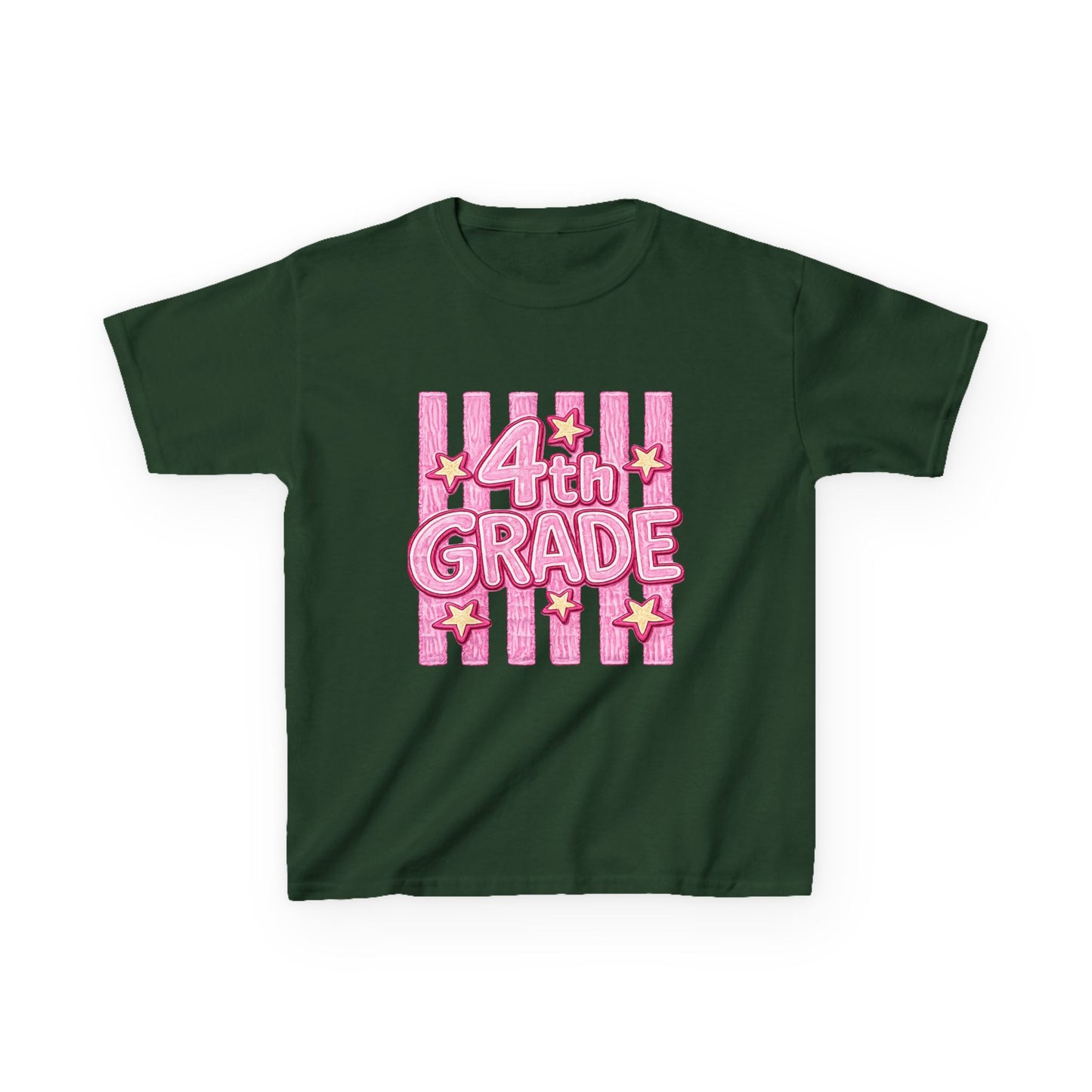 4th Grade Kids T‑Shirt — Pink Stars Back to School Tee