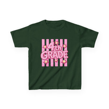 4th Grade Kids T‑Shirt — Pink Stars Back to School Tee