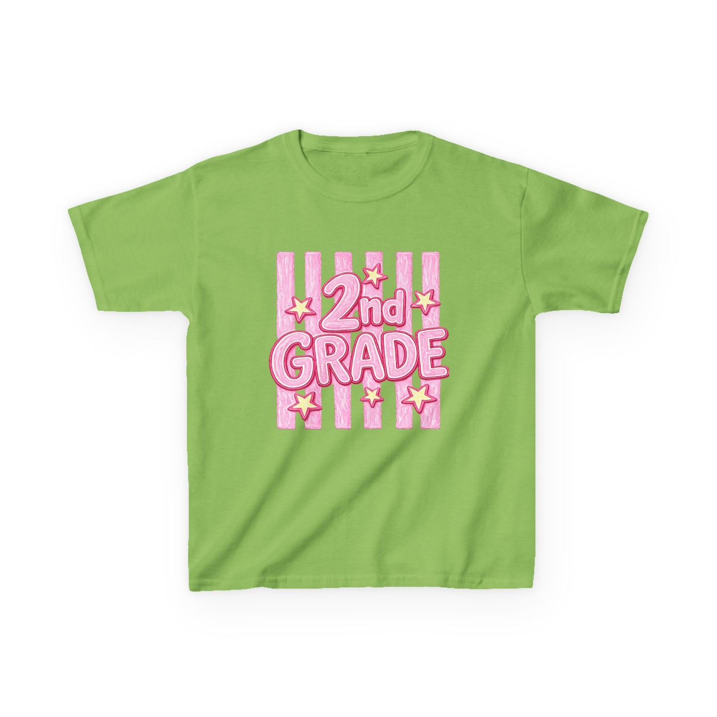 2nd Grade Kids T‑Shirt — Pink Star Stripes Back-to-School Tee