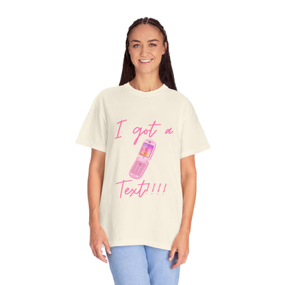 I Got a Text!!! T-Shirt — Retro Pink Flip Phone Graphic Tee