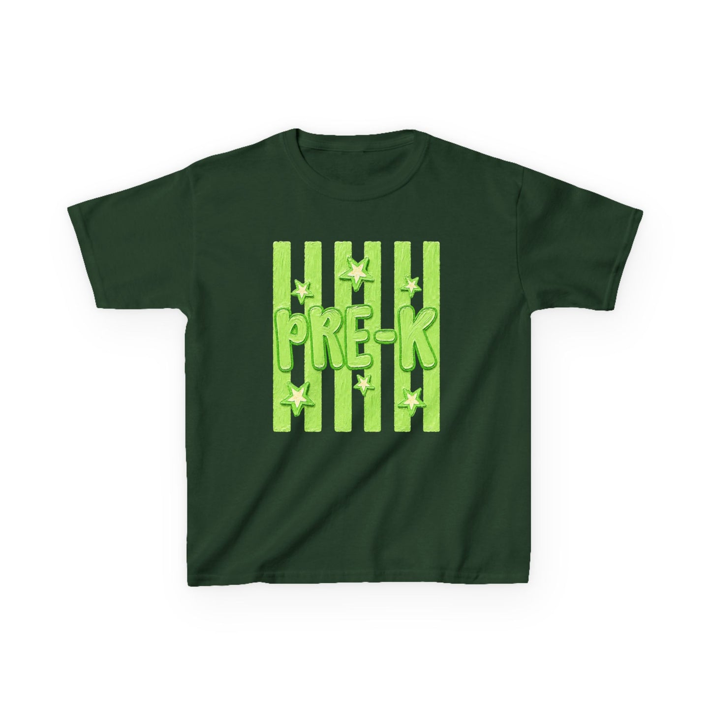 Pre-K Kids T-Shirt — Bright Green Striped Preschool Tee