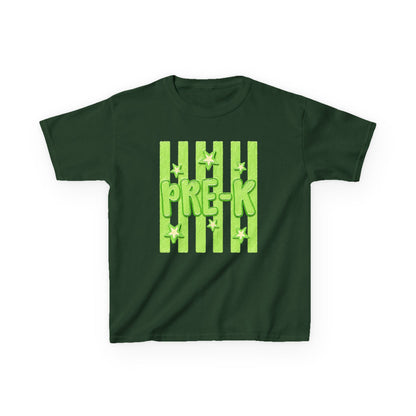 Pre-K Kids T-Shirt — Bright Green Striped Preschool Tee