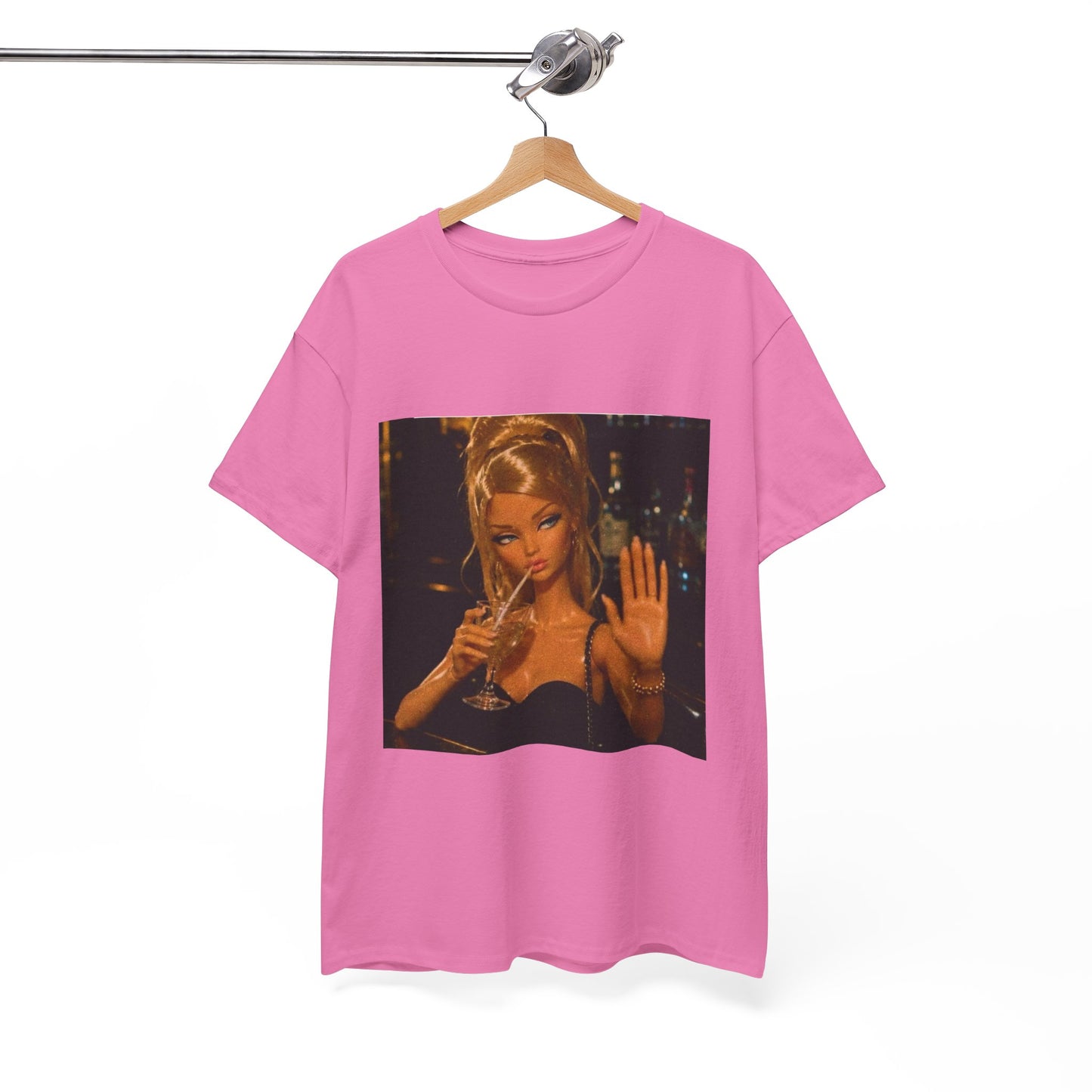 Doll Holding Drink Graphic Tee | Retro Bar Doll Illustration
