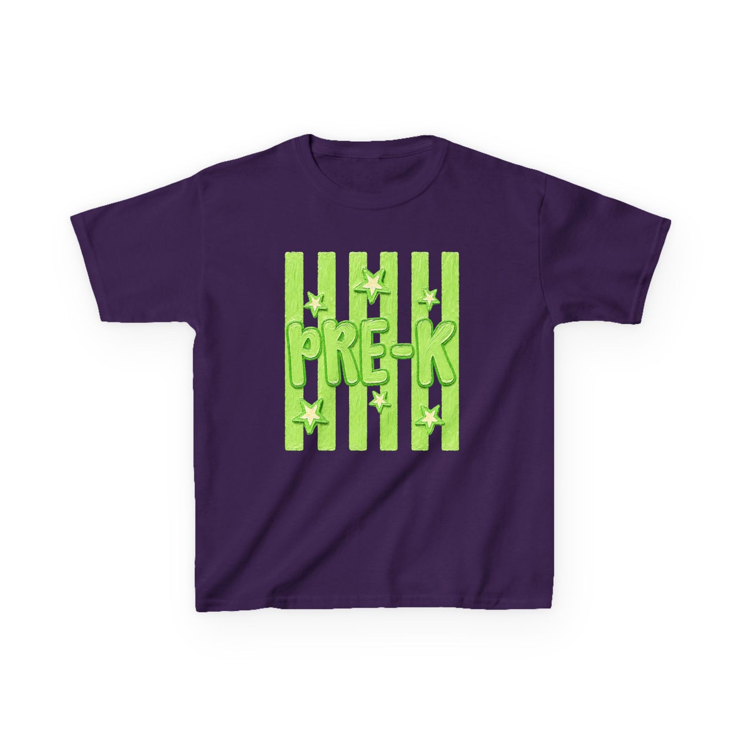 Pre-K Kids T-Shirt — Bright Green Striped Preschool Tee