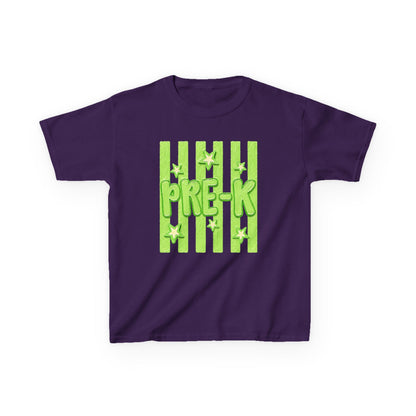 Pre-K Kids T-Shirt — Bright Green Striped Preschool Tee