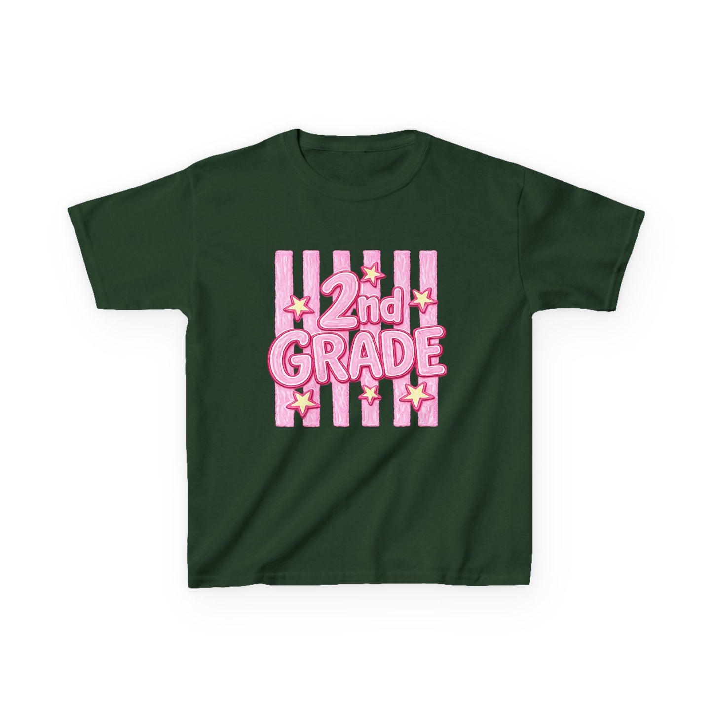 2nd Grade Kids T‑Shirt — Pink Star Stripes Back-to-School Tee