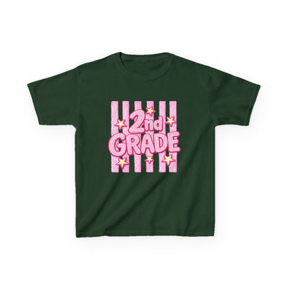 2nd Grade Kids T‑Shirt — Pink Star Stripes Back-to-School Tee