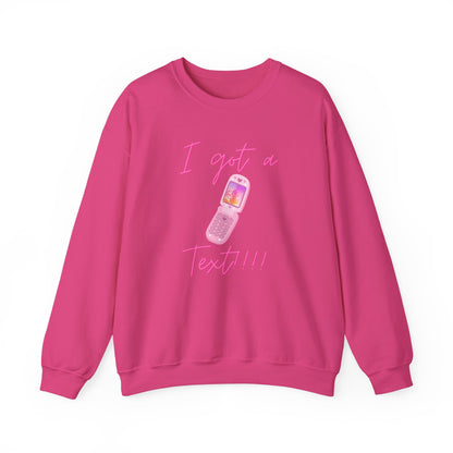 I Got a Text! Crewneck Sweatshirt — Retro Pink Flip Phone Graphic