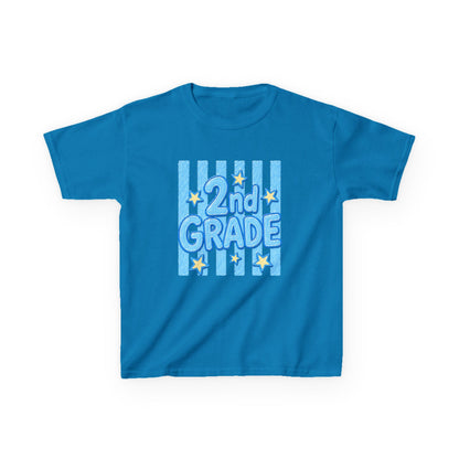 2nd Grade Kids T‑Shirt — Cute Blue Stripe "2nd Grade" Back to School Tee