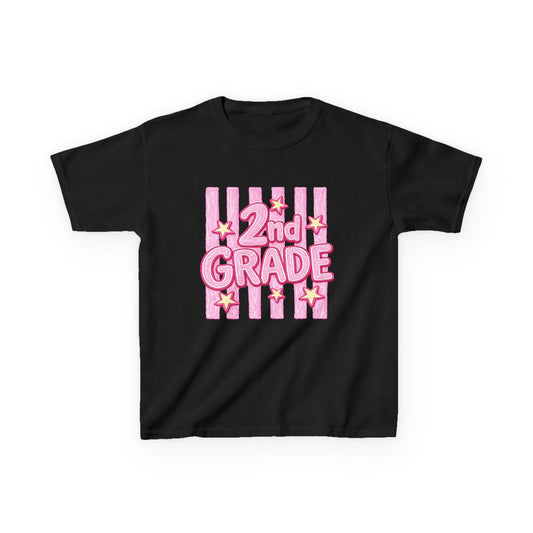 2nd Grade Kids T‑Shirt — Pink Star Stripes Back-to-School Tee